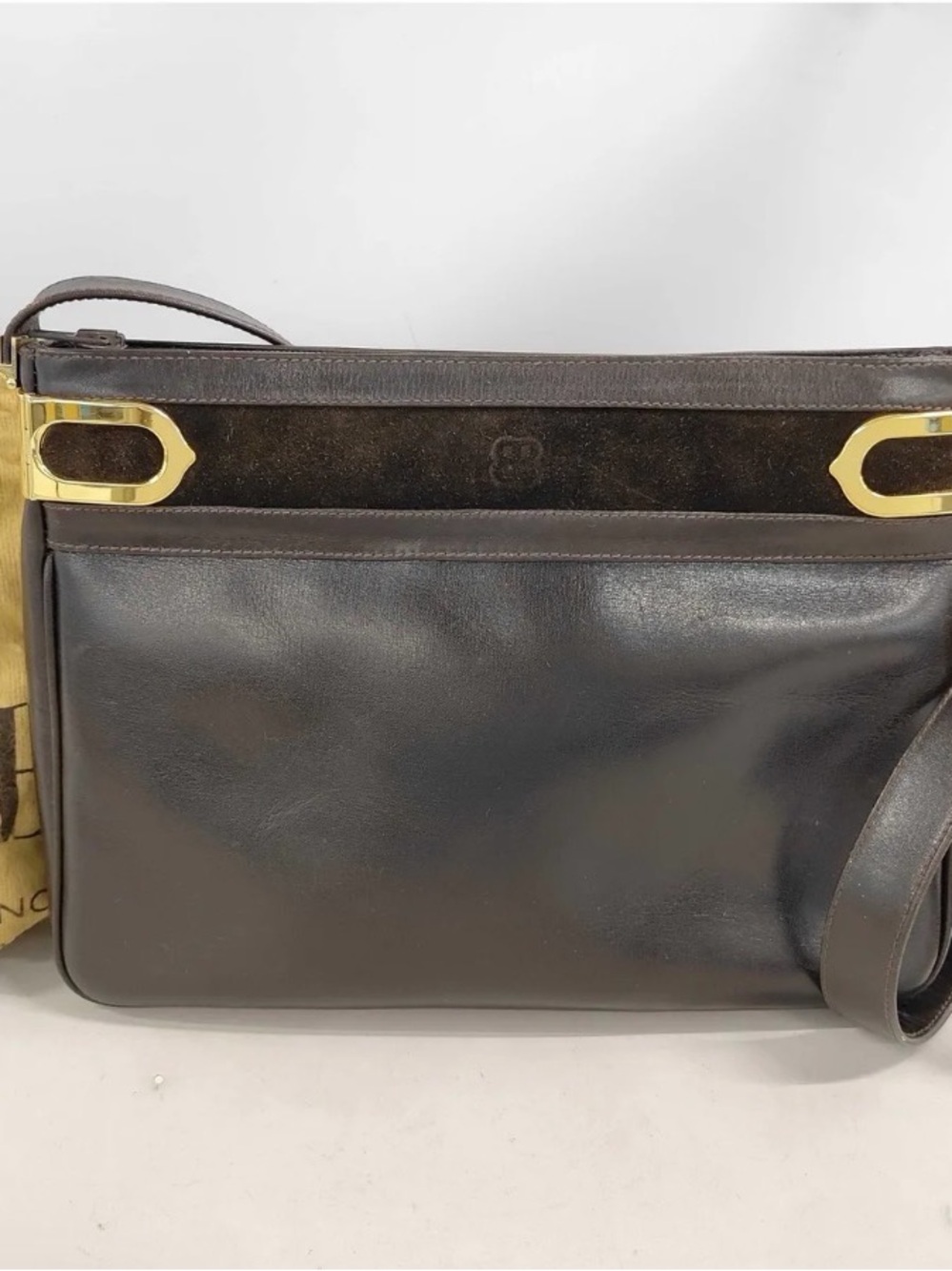 Balenciaga Dark Brown Leather shoulder Bag with Gold Hardware